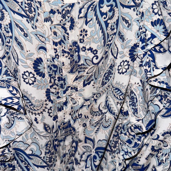 ECLAIR BLUE PAISLEY RUFFLED TIE WAIST LIGHTWEIGHT MEDIUM - Picture 4 of 4